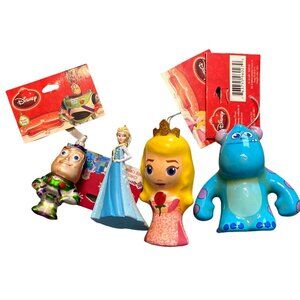 Disney Princess & Pixar Character Christmas Ornament Set lot of 4
